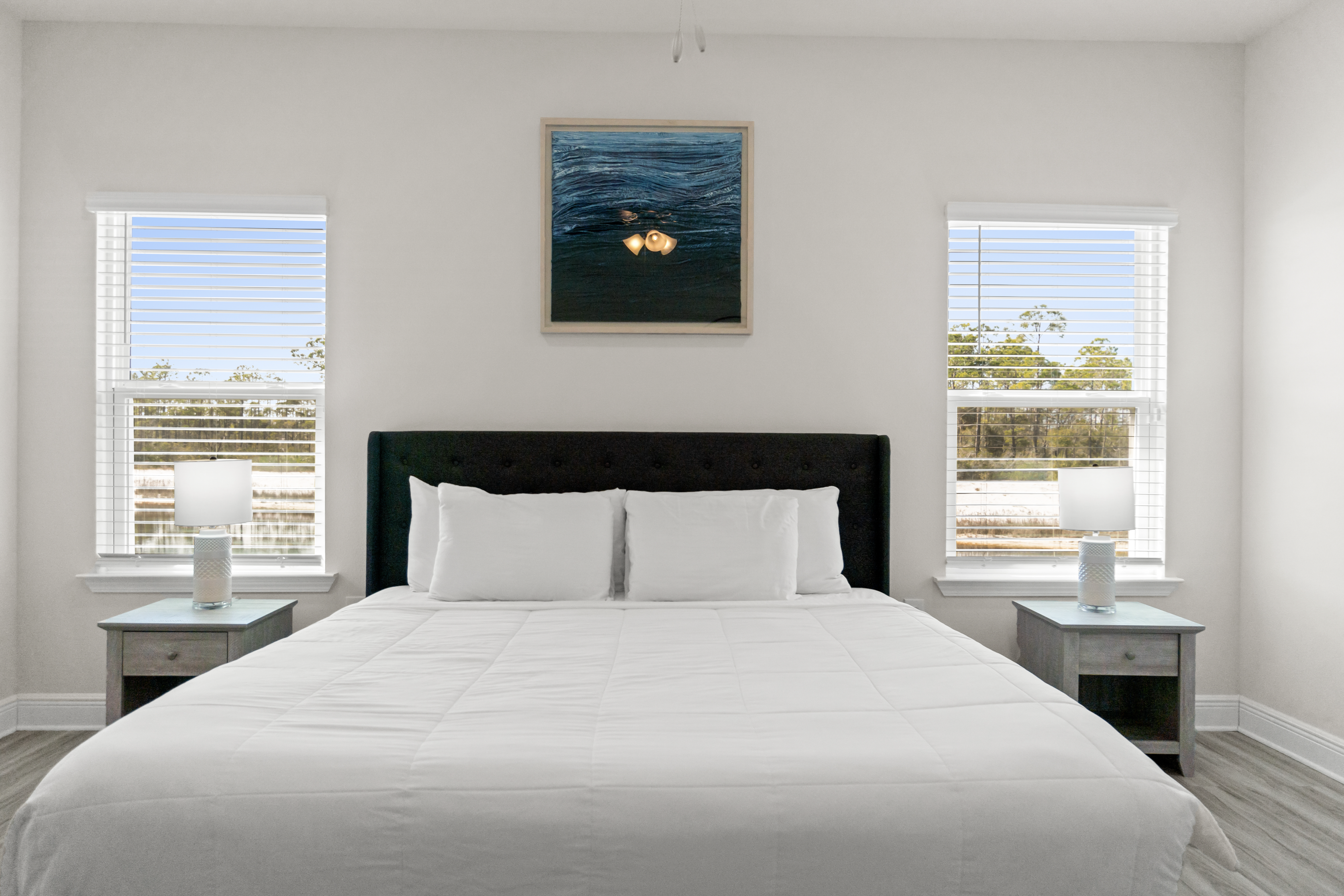 Master bedroom with coastal decor